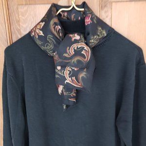 Talbots Black Scarf with Multicolor Paisley Accent